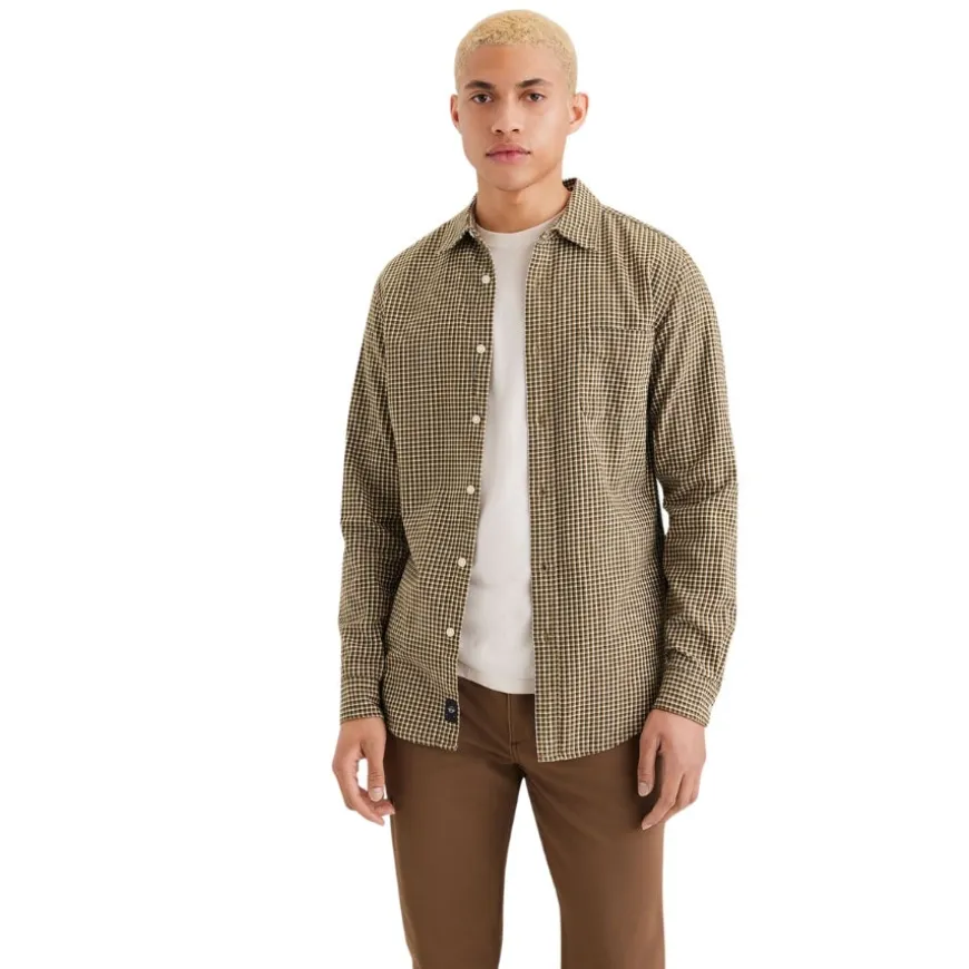 Camisas manga larga Dockers Slim Original Woven Quest Flannel Bronze