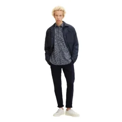 Camisas manga larga Tom tailor fitted pr, navy scratched check print, L