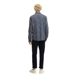 Camisas manga larga Tom tailor fitted pr, navy scratched check print, L