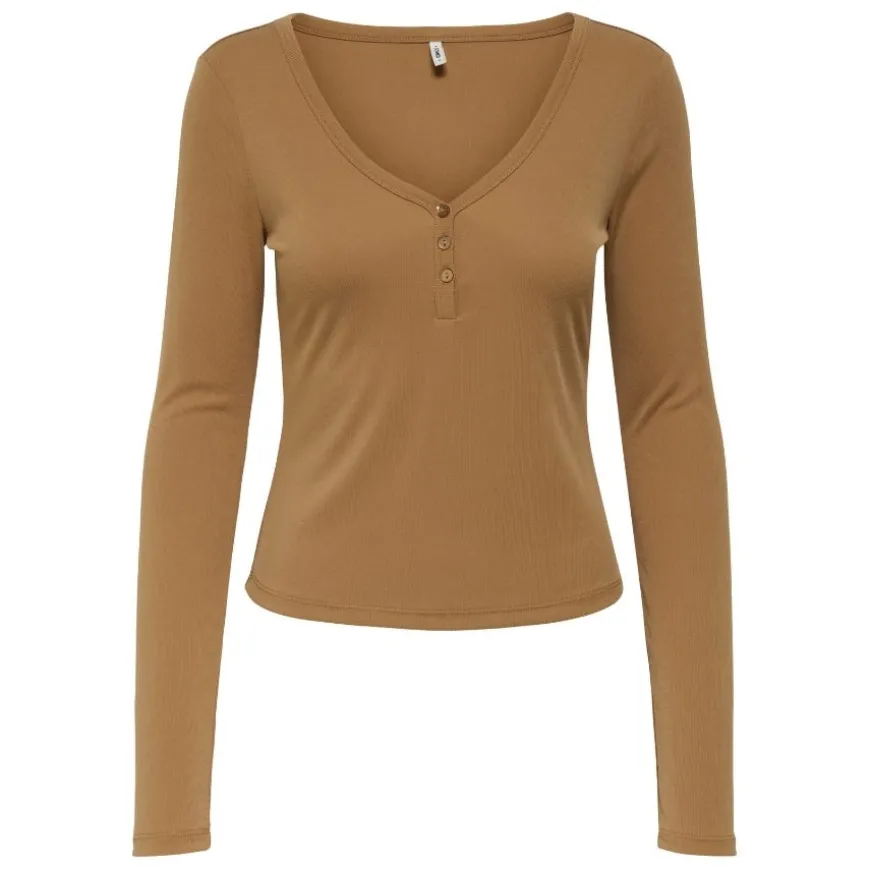 Camisetas manga larga Only Onlfree Life L/S Placket Rib Top Jrs