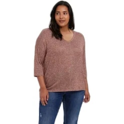 Camisetas manga larga Vero moda curve Vmbrianna 3 4 V-Neck Blouse Boo Curve