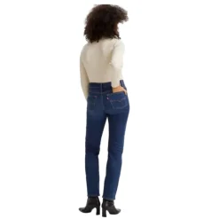 Pantalones tejanos Levis 724 High Rise Straight Dark Indigo - Worn In