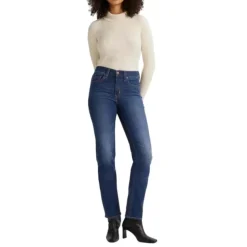 Pantalones tejanos Levis 724 High Rise Straight Dark Indigo - Worn In
