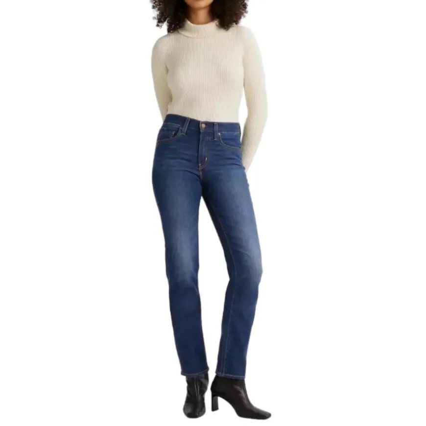 Pantalones tejanos Levis 724 High Rise Straight Dark Indigo - Worn In