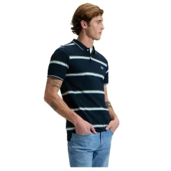 Polos Lee PIQUE POLO LIME ICE NAVY STRIPE