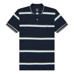 Polos Lee PIQUE POLO LIME ICE NAVY STRIPE